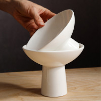 Ceramic fruit plate palace dish bowl simple tall bowl  202200608
