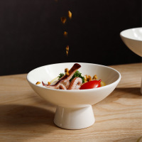 Ceramic fruit plate palace dish bowl simple tall bowl  202200608