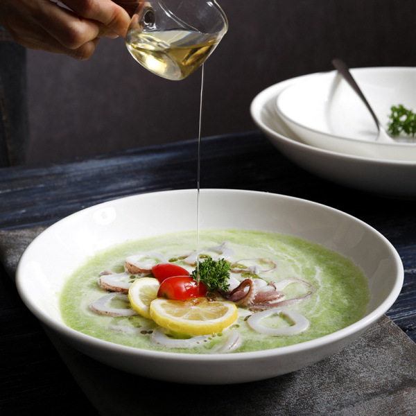 Ceramic pure white soup bowl Creative simple salad bowl 202200608