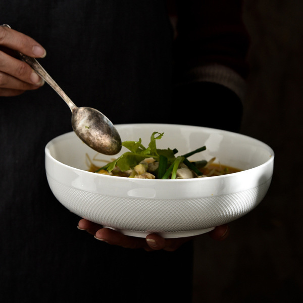 Ceramic tableware mesh Ceramic bowl Pure white salad bowl MM1055-10