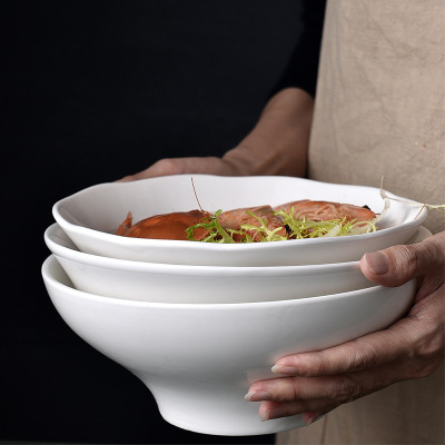 Creative lace pure white ceramic plate household ceramic tableware  BA1846