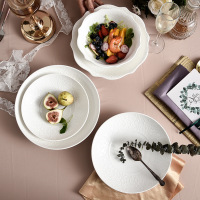 Embossed Western steak plate round deep plate household  3598