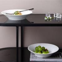 Pure white ceramic pasta bowl Soup bowl with wavy lines 20221014