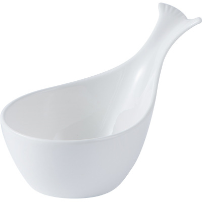 Pure white whale tail ceramic dish Dip dish Snack dish BA3022