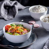 Round pure white simple ceramic bowl household MU0255