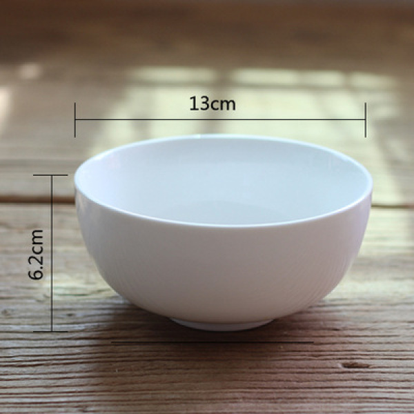 Round pure white simple ceramic bowl household MU0255