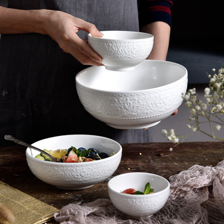 Simple round solid color soup bowl creative salad rice bowl MM2983