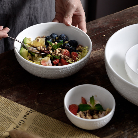 Simple round solid color soup bowl creative salad rice bowl MM2983