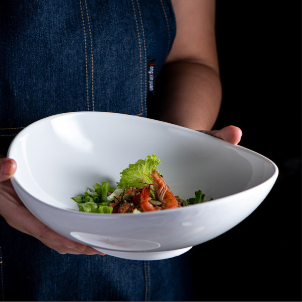 White irregular ceramic bowl Ramen salad Creative bowl  BA2272