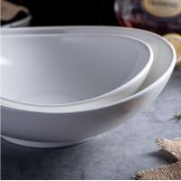 White irregular ceramic bowl Ramen salad Creative bowl  BA2272