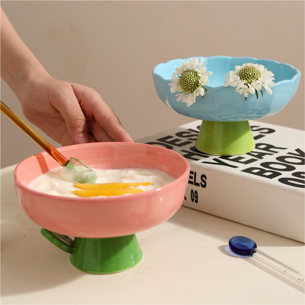 Ceramic pet bowl high foot protection cervical 20220324