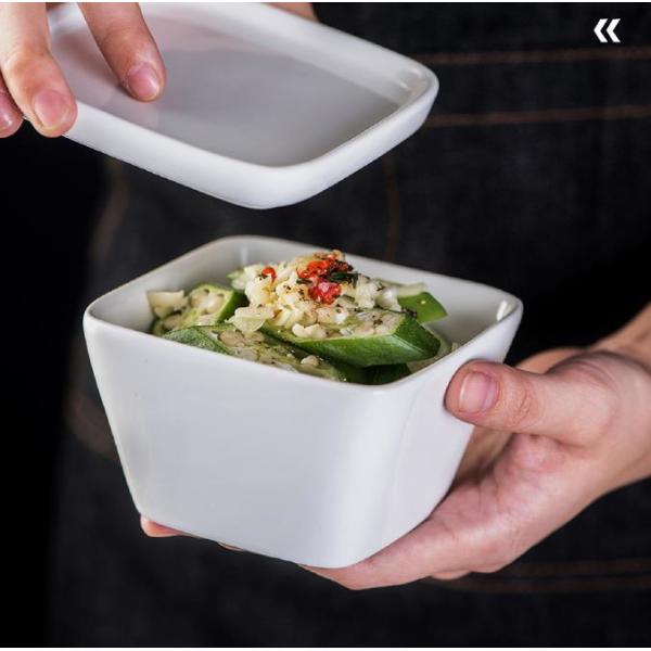 Creative white ceramic square dish MU0042