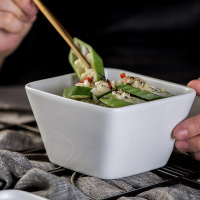 Creative white ceramic square dish MU0042