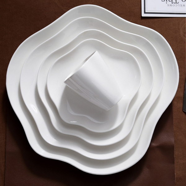 Simple white ceramic irregular soup plate 20221218