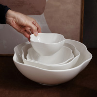 Simple white ceramic irregular soup plate 20221218