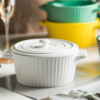 High temperature glazed ceramic bowl with two ears 2020