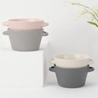 Double ear ceramic large soup bowl 2020